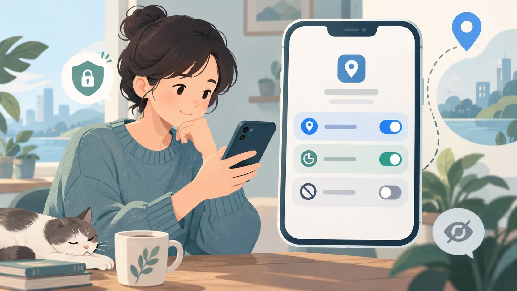 在手机系统权限页按需选择定位授权的示意图